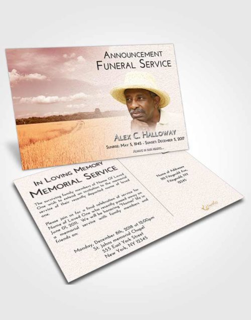 Funeral Announcement Card Template Strawberry Love Wheat Serenity