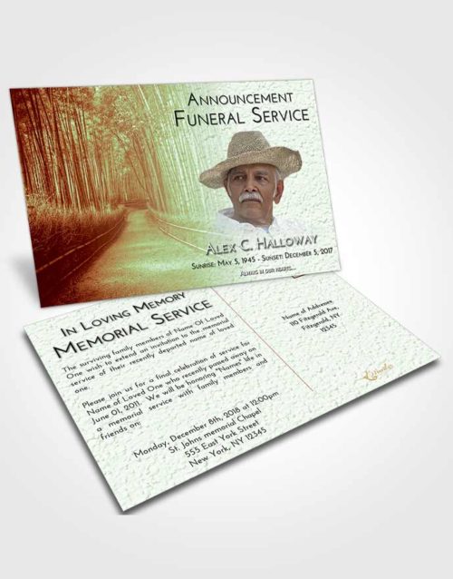 Funeral Announcement Card Template Strawberry Mist Bamboo Forest