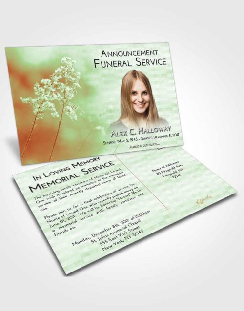 Funeral Announcement Card Template Strawberry Mist Colorful Spring