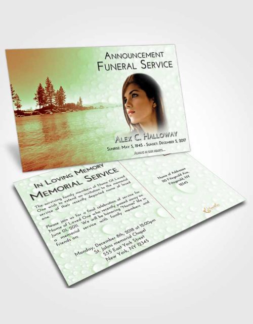 Funeral Announcement Card Template Strawberry Mist Coral Waters