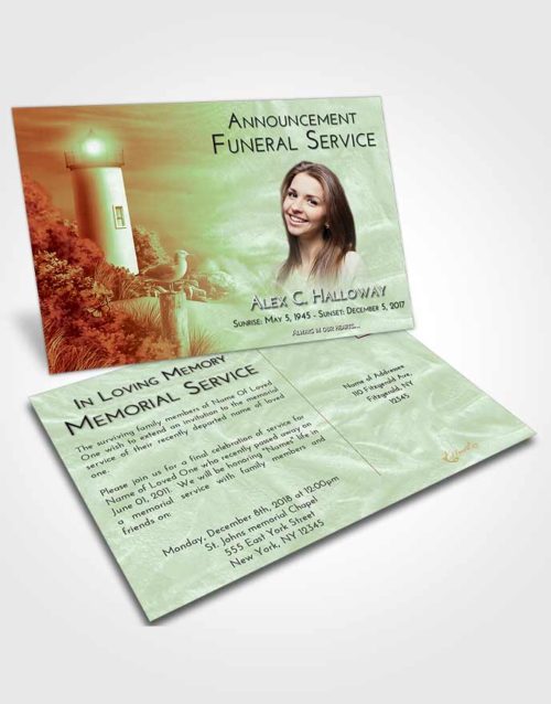 Funeral Announcement Card Template Strawberry Mist Lighthouse Mystery