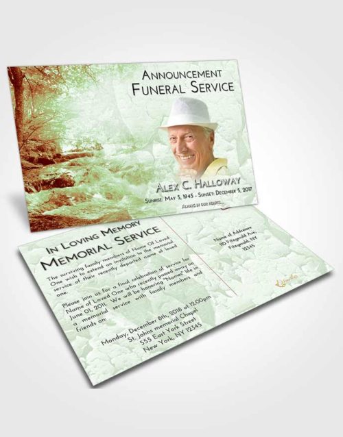 Funeral Announcement Card Template Strawberry Mist Silver Stream
