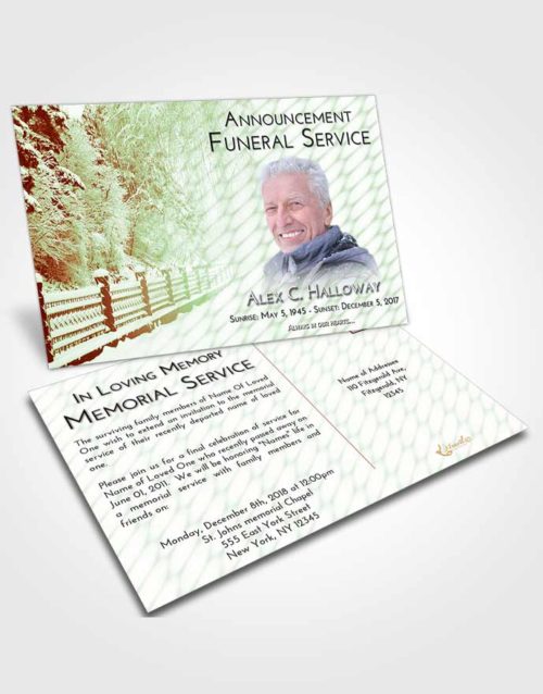Funeral Announcement Card Template Strawberry Mist Snow Walk
