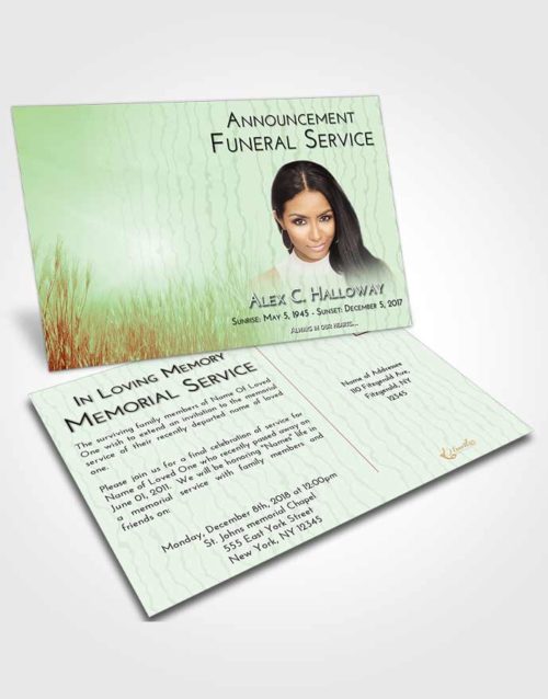 Funeral Announcement Card Template Strawberry Mist Soft Wheat