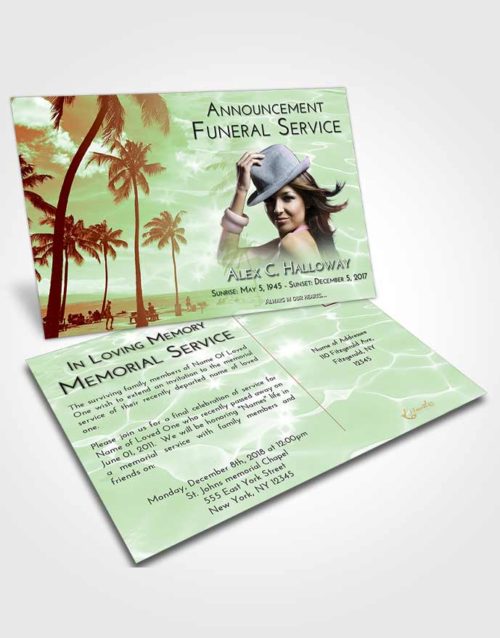 Funeral Announcement Card Template Strawberry Mist Tropical Breeze