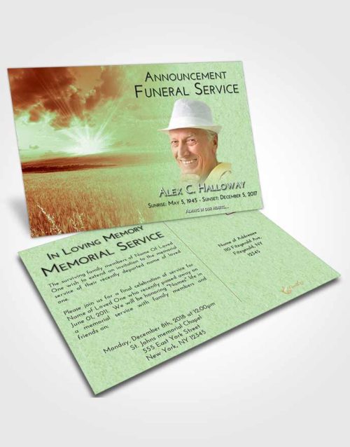 Funeral Announcement Card Template Strawberry Mist Wheat Fields