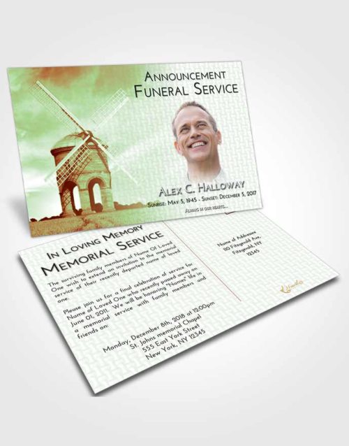 Funeral Announcement Card Template Strawberry Mist Windmill of Honor