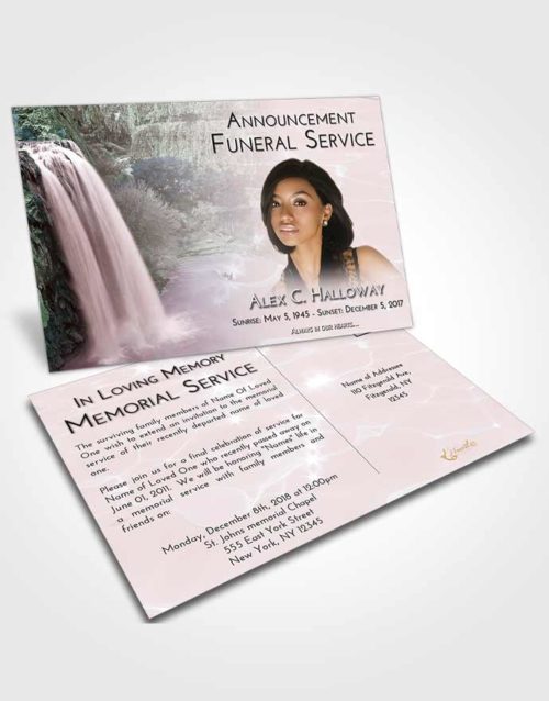 Funeral Announcement Card Template Sunset Waterfall Serenity