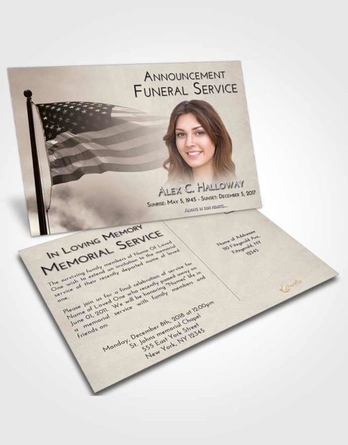 Funeral Announcement Card Template Tranquil American Honor
