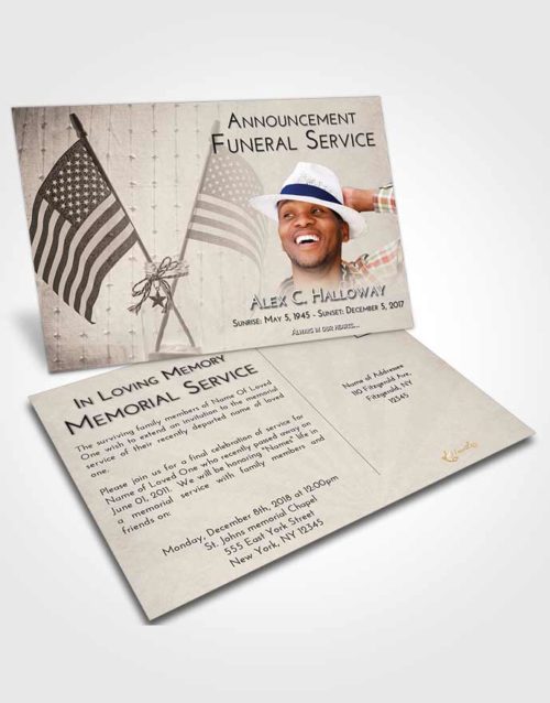 Funeral Announcement Card Template Tranquil American Justice