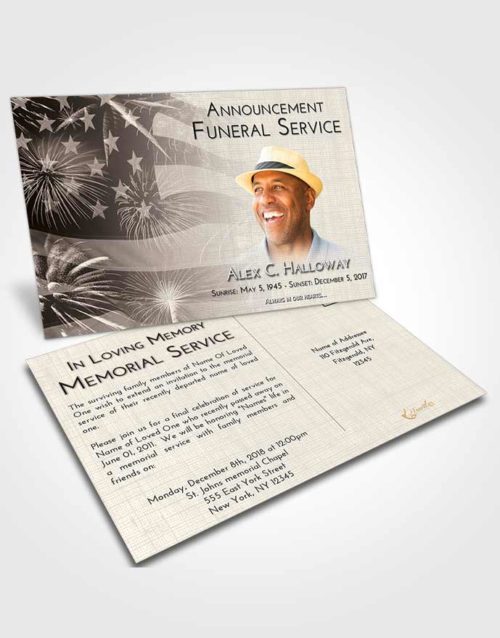 Funeral Announcement Card Template Tranquil American Patriot