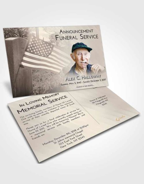 Funeral Announcement Card Template Tranquil American Smile