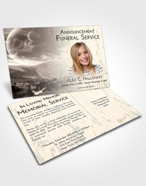 Funeral Announcement Card Template Tranquil Astonishing Moon