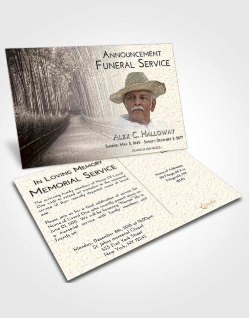 Funeral Announcement Card Template Tranquil Bamboo Forest