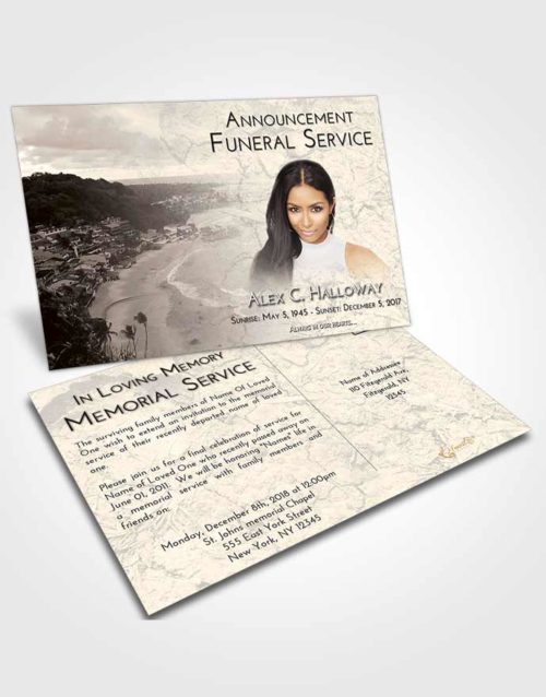Funeral Announcement Card Template Tranquil Beach Life