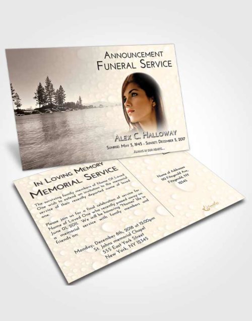 Funeral Announcement Card Template Tranquil Coral Waters