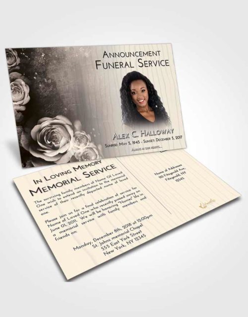 Funeral Announcement Card Template Tranquil Flowering Garden