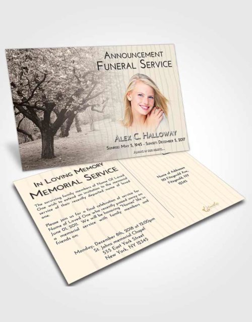 Funeral Announcement Card Template Tranquil Flowering Path