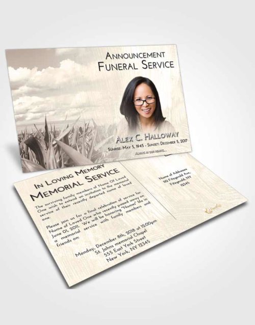 Funeral Announcement Card Template Tranquil Grassland