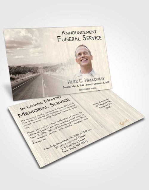 Funeral Announcement Card Template Tranquil Highway Cruise