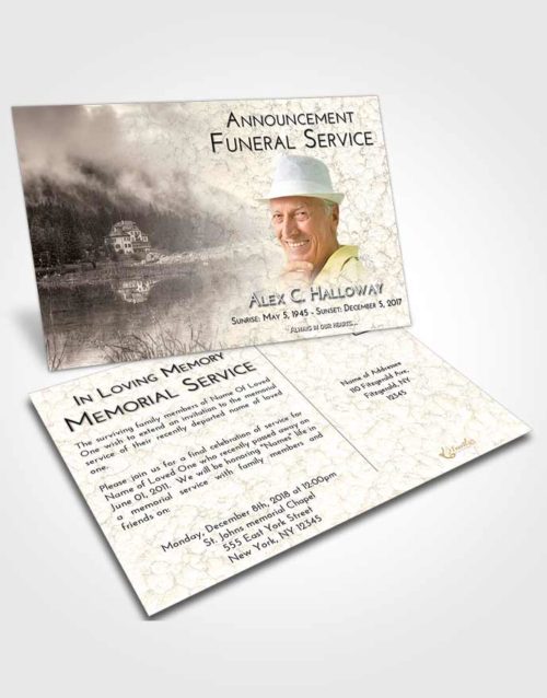 Funeral Announcement Card Template Tranquil Lake House