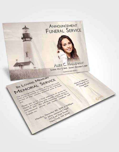 Funeral Announcement Card Template Tranquil Lighthouse Clarity