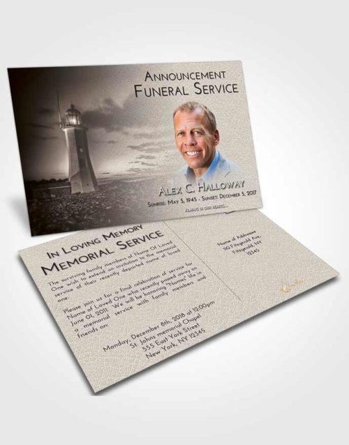 Funeral Announcement Card Template Tranquil Lighthouse Magnificence