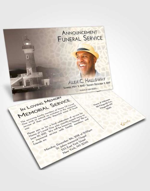 Funeral Announcement Card Template Tranquil Lighthouse Majesty