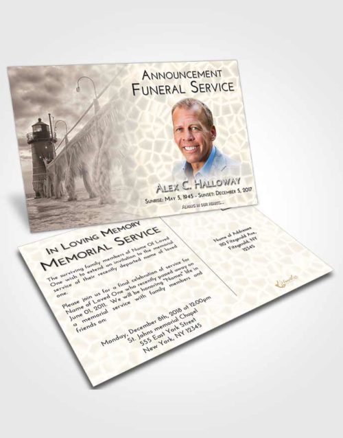 Funeral Announcement Card Template Tranquil Lighthouse Tranquility
