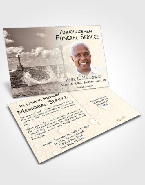 Funeral Announcement Card Template Tranquil Lighthouse in the Tides