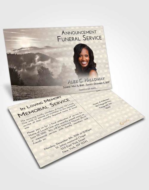 Funeral Announcement Card Template Tranquil Misty Forest