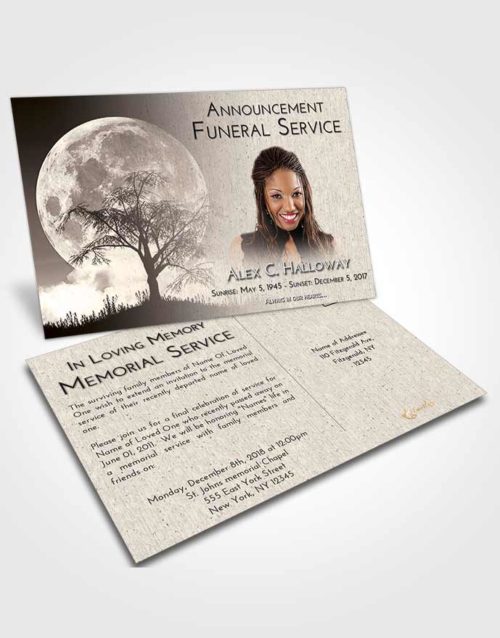 Funeral Announcement Card Template Tranquil Moon Peace