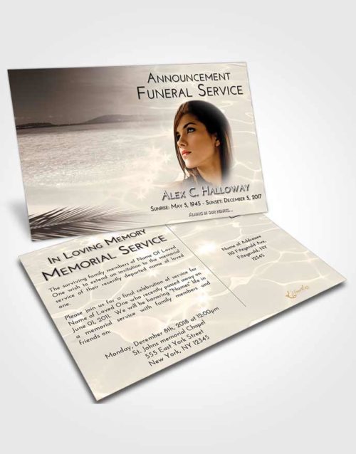 Funeral Announcement Card Template Tranquil Ocean Ripples