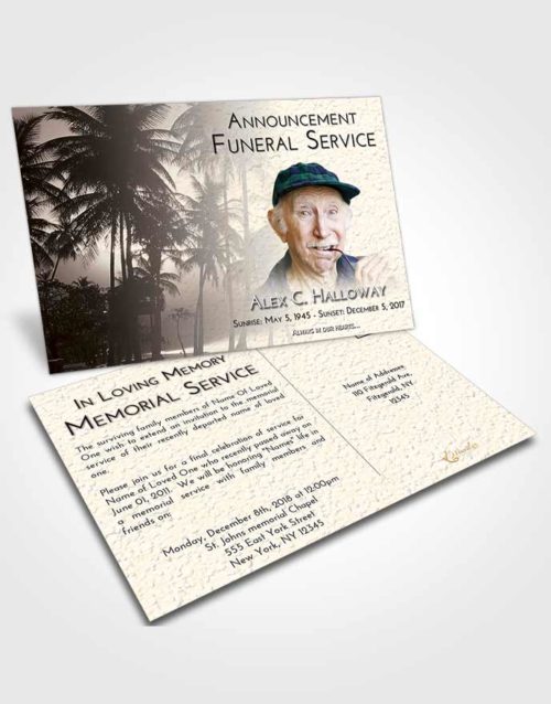 Funeral Announcement Card Template Tranquil Palm Paradise