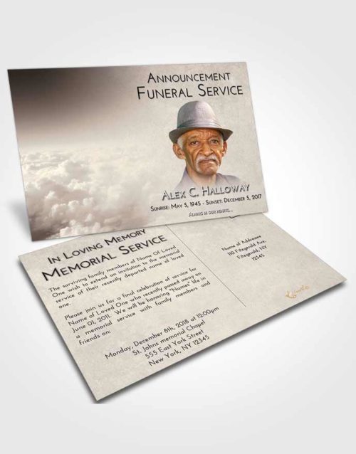 Funeral Announcement Card Template Tranquil Return to the Clouds