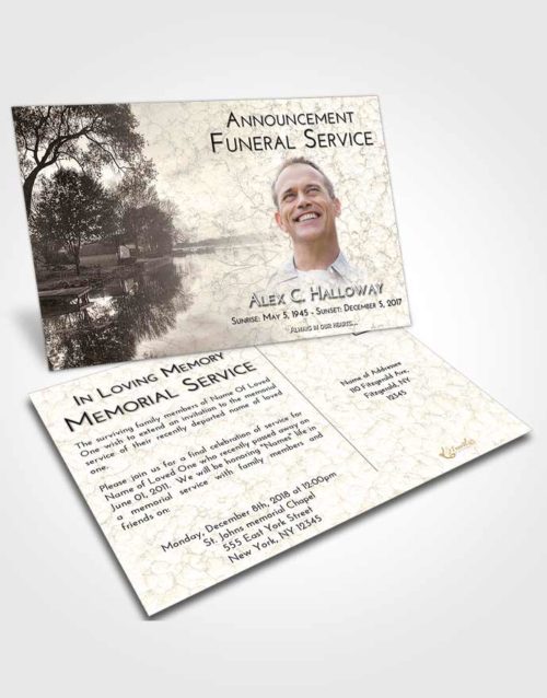 Funeral Announcement Card Template Tranquil River Reflection