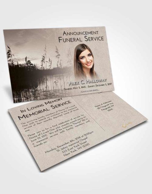 Funeral Announcement Card Template Tranquil Serenity Lake