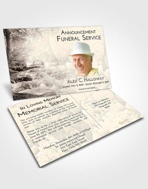 Funeral Announcement Card Template Tranquil Silver Stream