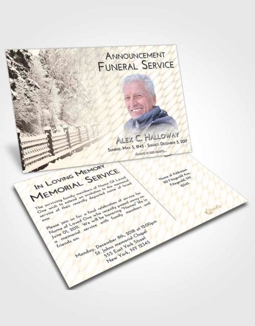 Funeral Announcement Card Template Tranquil Snow Walk