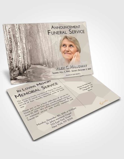 Funeral Announcement Card Template Tranquil Snowy Stream