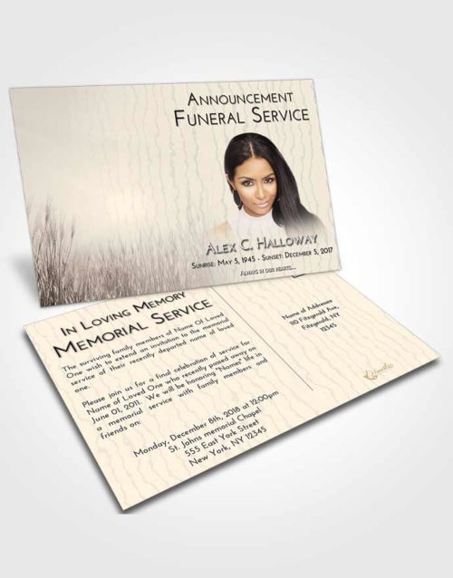 Funeral Announcement Card Template Tranquil Soft Wheat