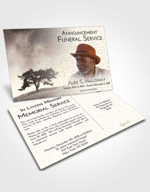 Funeral Announcement Card Template Tranquil Solumn Tree
