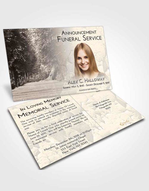Funeral Announcement Card Template Tranquil Summer Forest