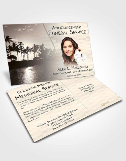 Funeral Announcement Card Template Tranquil Summer Palms
