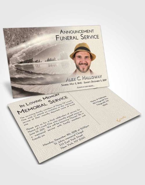 Funeral Announcement Card Template Tranquil Summer Waves