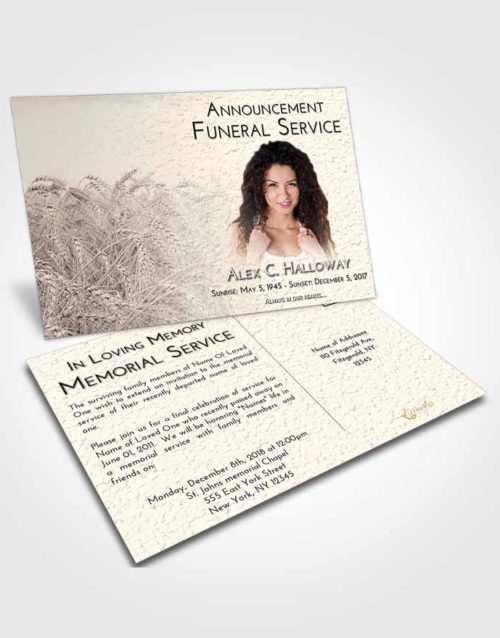 Funeral Announcement Card Template Tranquil Summer Wheat