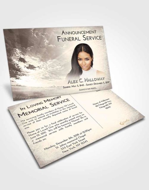 Funeral Announcement Card Template Tranquil Sunset Mystery