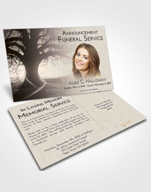 Funeral Announcement Card Template Tranquil Tree Serenity