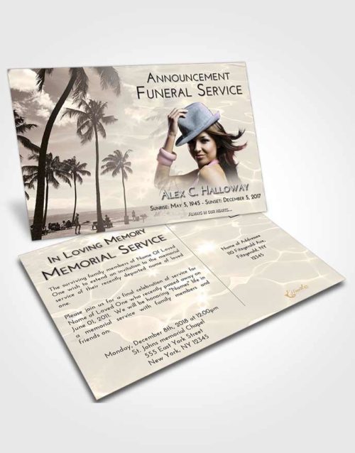 Funeral Announcement Card Template Tranquil Tropical Breeze