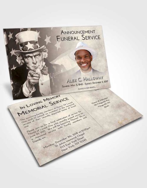 Funeral Announcement Card Template Tranquil Uncle Sam